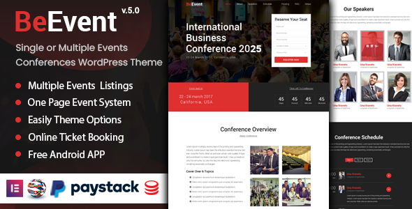 BeEvent 6.0 - Single or Multi Events & Conferences WordPress Theme