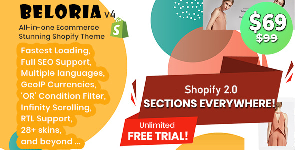 Beloria 2.0 - Fastest Multi Languages Shopify Fashion Theme