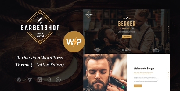 Berger 1.2.2 - Barbershop and Hairdresser  Tattoo Salon WordPress Theme