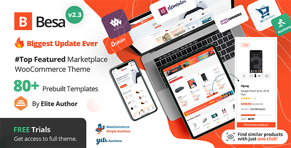 Besa 2.3.11 - Elementor Marketplace WooCommerce Theme