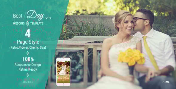 Best Day 1.5 - Responsive One-Page Wedding Template