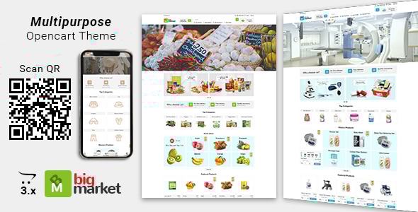 Bigmarket - Multipurpose Responsive  Grocery  Drugs  Fashion Opencart 3.X Theme