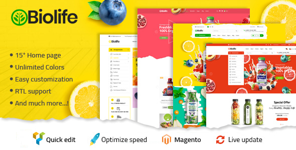 Biolife - Organic Food Magento 2 Theme  RTL Supported