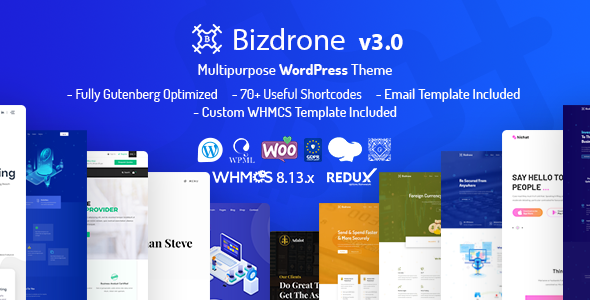 Bizdrone 3.0 - ICO Crypto Landing & Cryptocurrency WordPress Theme with whmcs Template