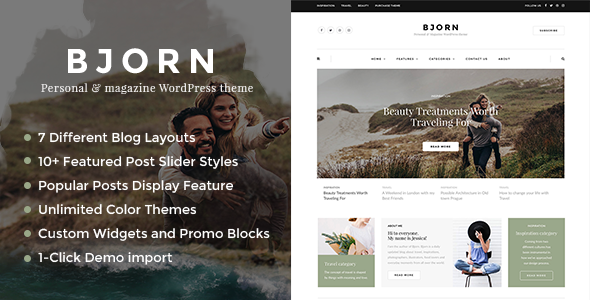 Bjorn 1.6.2 - Responsive WordPress Personal Blog Theme