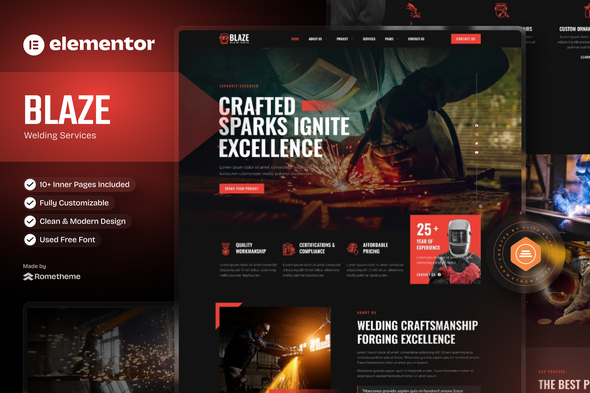 Blaze - Welding Services Elementor Template Kit