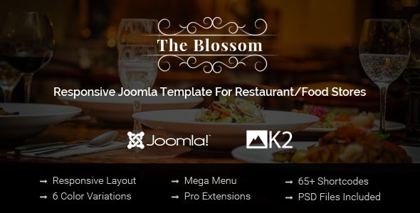 Blossom 3.10.1 - Responsive Joomla Template For RestaurantFood stores