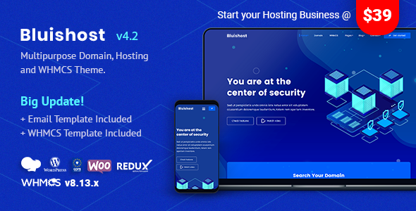 Bluishost 4.2 - Responsive Cloud & Web Hosting Themes with WHMCS Integration
