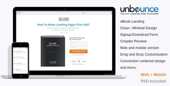 Blurb 12.0 - Unbounce ebook Landing Template