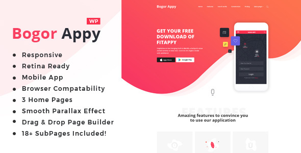 Bogor  App Landing WordPress Theme