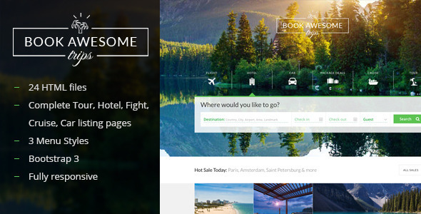 Book Awesome Trip 1.1 - Travel Booking Site Template