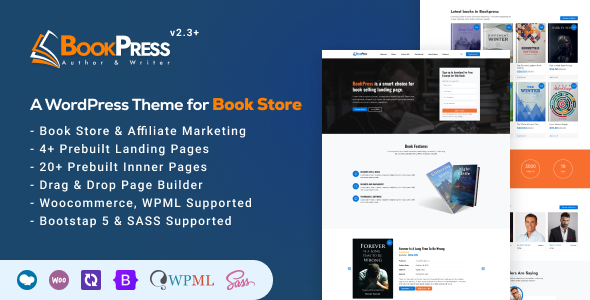 Bookpress 2.3.1 - Bookstore WooCommerce Theme for Publisher Writers and Authors & for Affiliate Marketing