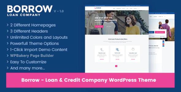 Borrow 1.7.0 - Loan Company Responsive WordPress Theme