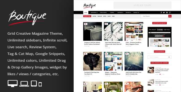 Boutique 4.1 - Grid  Creative Magazine WordPress Theme