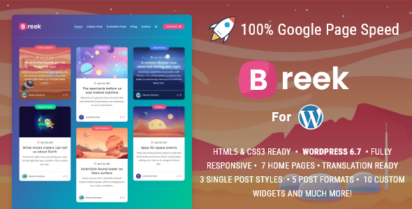 Breek 11 Minimal Lightweight Masonry AMP Theme for WordPress