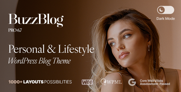 Buzz 6.8 - Personal & Lifestyle WordPress Blog Theme with Dark Mode