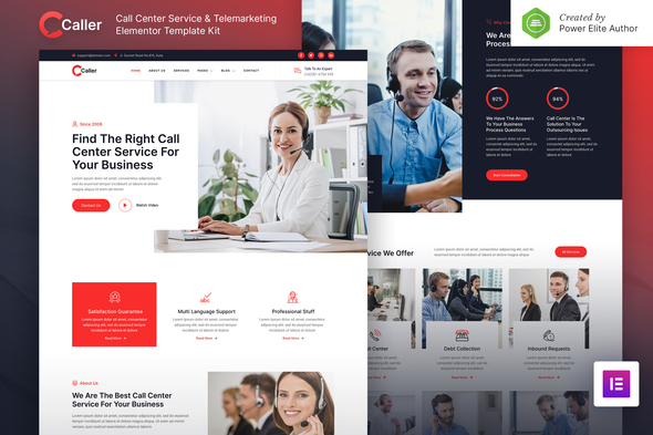 Callerr  Call Center Service & Telemarketing Elementor Template Kit