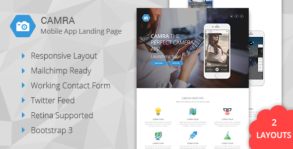 Camra - Mobile App Landing Page  Coming Soon