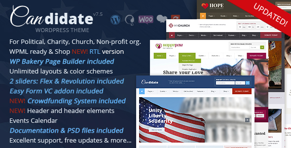 Candidate 7.5 - PoliticalNonprofitChurch WordPress Theme