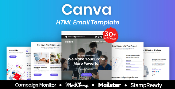 Canva 1.1.0 - Multipurpose Responsive Email Template 30 Modules Mailchimp