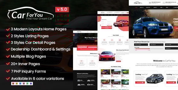 Carforyou 2.0 - Auto Dealer and Car Reseller HTML5 Template
