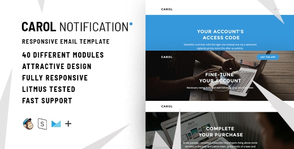 Carol Notification  40 Versions Responsive Email  StampReady MailChimp & CampaignMonitor files