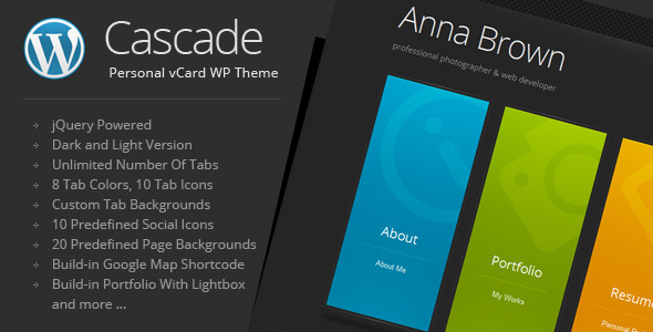 Cascade 10.0 Personal vCard WordPress Theme