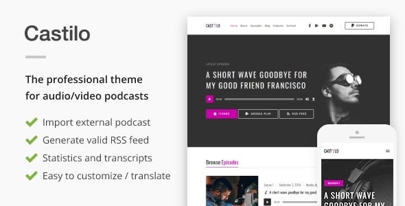 Castilo 6.8 - Audio Podcast WordPress Theme