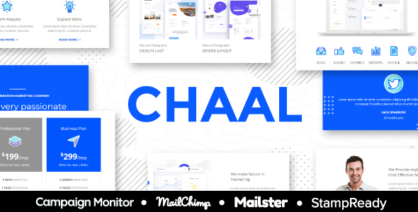 Chaal 1.1.0 - Business Email Set - 100 Modules StampReady Builder  Mailster & Mailchimp Editor