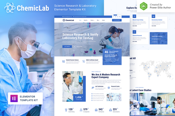 ChemicLab  Science Research & Laboratory Elementor Template Kit