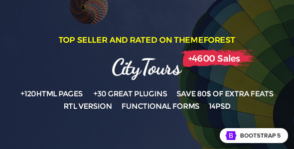 CityTours 5.0 Travel and Hotels Site Template