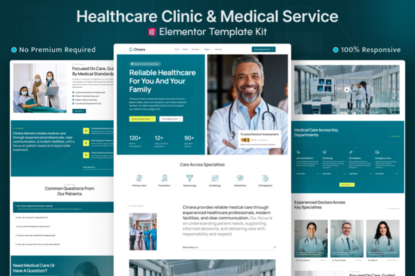 Clinara  Healthcare Clinic & Medical Center Elementor Template Kit