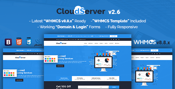 CloudServer 2.6 - Responsive HTML5 Technology Web Hosting and WHMCS Template