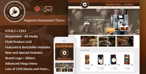 Coffee 1.9.2.2 - Magento Responsive Theme