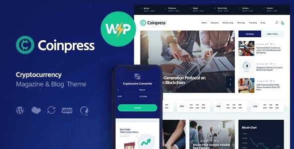 Coinpress 1.0.15 - ICO Cryptocurrency Magazine & Blog WordPress Theme