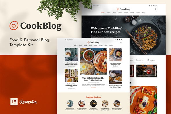 CookBlog  Food & Personal Blog Elementor Template Kit