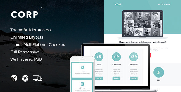 Corp 1.4 - Responsive Email  Themebuilder Access
