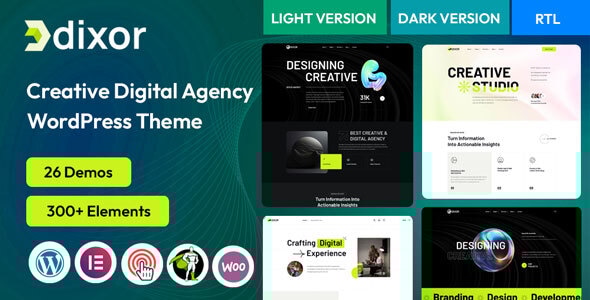 Creative Digital Agency WordPress Theme  Dixor