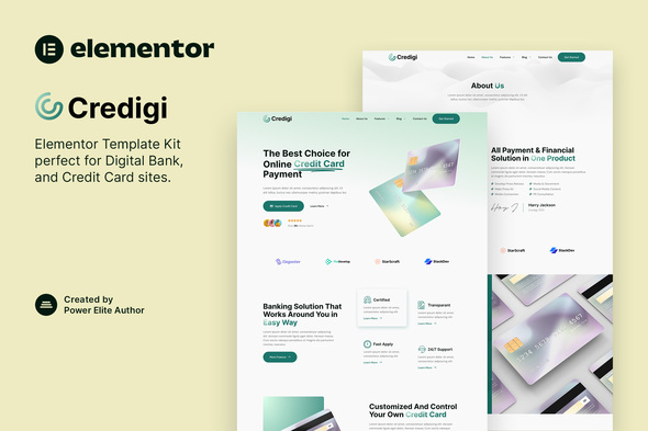 Credigi  Digital Bank & Credit Card Elementor Template Kit