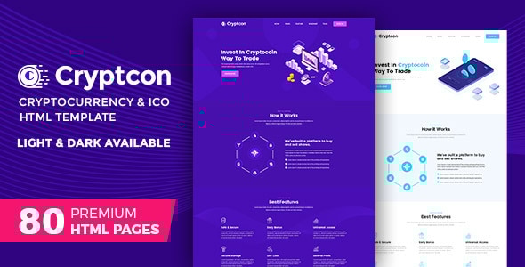 Cryptcon  ICO Bitcoin And Crypto Currency HTML Template