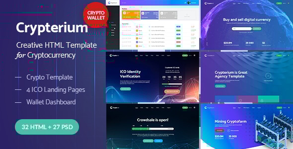 Crypterium - Cryptocurrency & ICO Landing Pages HTML  Wallet Dashboard Template