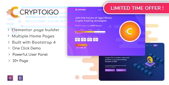 Cryptoigo 6.7 - Cryptocurrency WordPress Theme With Elementor Page Builder