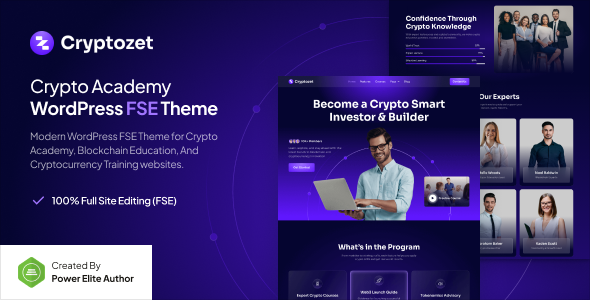 Cryptozet  Crypto & Blockchain Academy Gutenverse FSE WordPress Theme