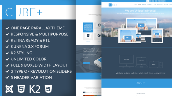 Cube 3.5.020 - One Page Parallax Joomla Theme