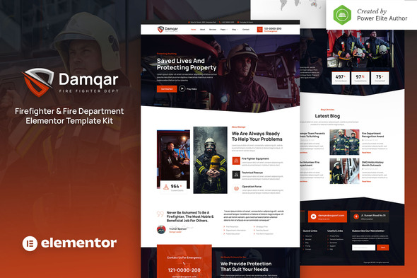 Damqar  Firefighter & Fire Department Elementor Template Kit