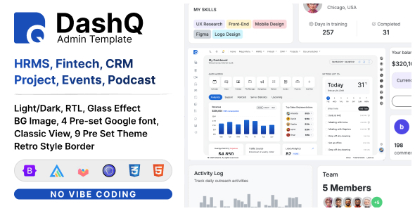 DashQ - Multipurpose Bootstrap 5 Dashboard Admin & HTML Template