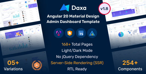 Daxa 1.8 - Angular 20 Material Design Admin Dashboard Template  SSR