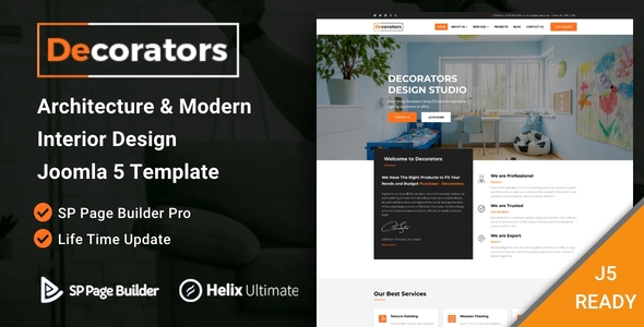 Decorators 1.9 - Architecture & Modern Interior Design Studio Joomla 5 Template
