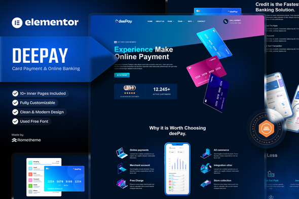 DeePay - Card Payment & Online Banking Elementor Template Kit