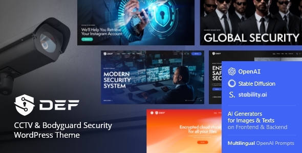 Def 1.4 - CCTV Camera & Bodyguard Security WordPress Theme